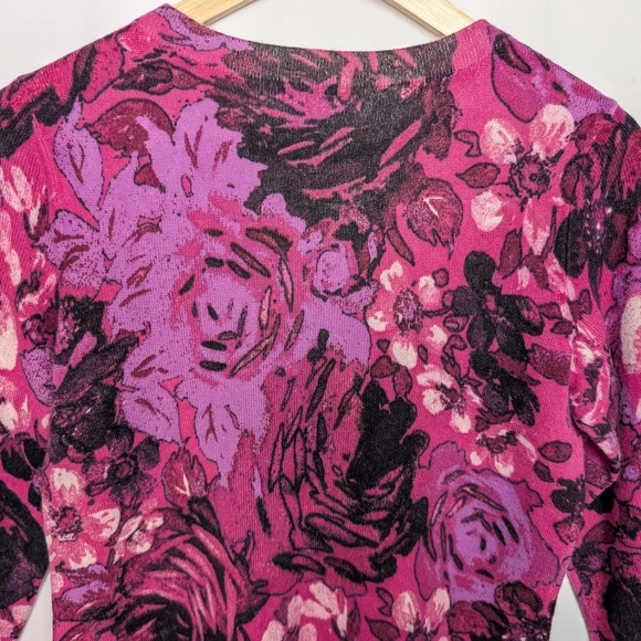 Talbots Pink Floral Cashmere Sweater - Picture 6 of 11